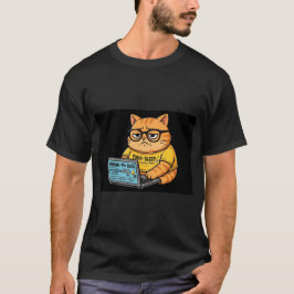 面白いオレンジの猫プログラマーTシャツ Tシャツ