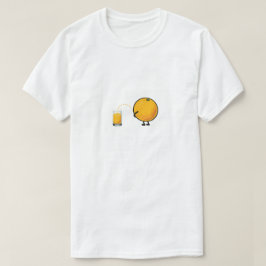 面白いオレンジジュースのキャラクターイラスト Tシャツ