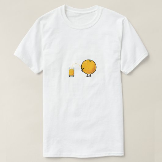 面白いオレンジジュースのキャラクターイラスト Tシャツ (デザイン正面)