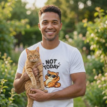 面白いオレンジタビー猫Not+TodayTシャツ