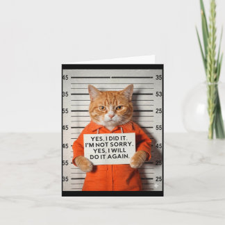 面白いオレンジ色の猫のマグショットミーム YES I DID カード