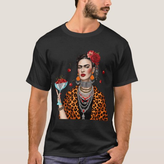 面白いオレンジ色の猫の魚眼レンズ Tシャツ (正面)