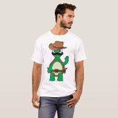 面白いカウボーイの亀の保安官 Tシャツ (正面フル)