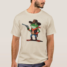 面白いカウボーイカエルキャラクターTシャツ Tシャツ