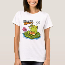 面白いカエル 夏の脳|おバカなカエル カートゥーン Tシャツ