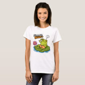 面白いカエル 夏の脳|おバカなカエル カートゥーン Tシャツ (正面フル)