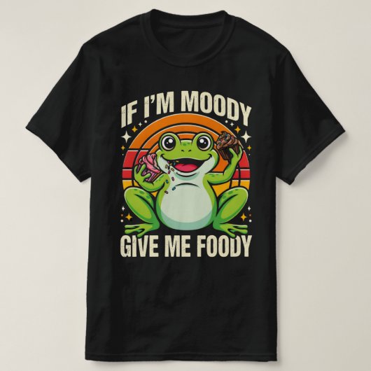 面白いカエル 私が気分が悪いなら食べ物をくれ レトロ Tシャツ (デザイン正面)