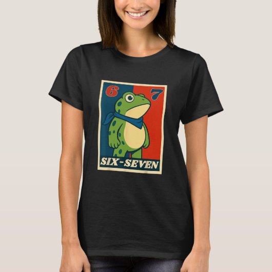 面白いカエル 6 7 ミーム Gen Alpha スラング ミーム Tシャツ (正面)