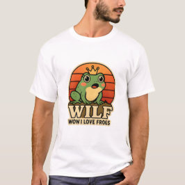 面白いカエルTシャツ – WILF Wow I Love Frogs レトロF Tシャツ