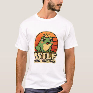 面白いカエルTシャツ – WILF Wow I Love Frogs レトロF Tシャツ