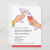 面白いカクテル シャンパン 57歳の誕生日 パーティー 招待状 (正面)