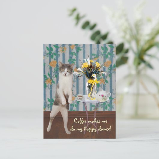 面白いカスタマイズ可能なコーヒー猫/子猫 ポストカード (スタンド正面)