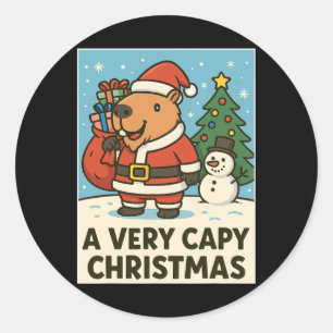 面白いカピバラのクリスマス - とてもカピバラなクリスマスのサンタ ラウンドシール