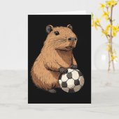 面白いカピバラのサッカー カード (黄色い花)