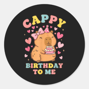 面白いカピバラの誕生日動物のカピバラお誕生日おめでとう ラウンドシール