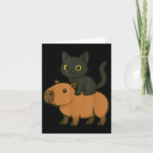 面白いカピバラ 黒猫 愛好家 母  父 子供 カード