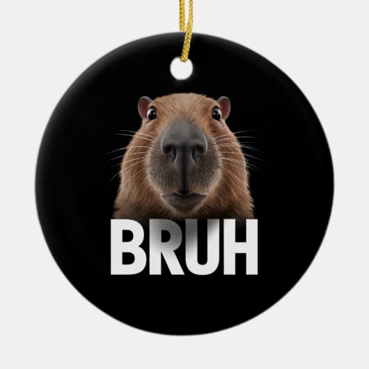 面白いカピバラ Bruh セラミックオーナメント (正面)