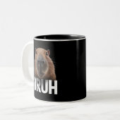 面白いカピバラ Bruh  ツートーンマグカップ (正面左)