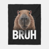 面白いカピバラ Bruh フリースブランケット (正面)