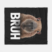 面白いカピバラ Bruh フリースブランケット (正面(横))