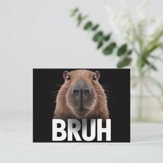面白いカピバラ Bruh  ポストカード (スタンド正面)