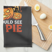 面白いカボチャのハロウィンパイデザイン_1 キッチンタオル (四つ折り)
