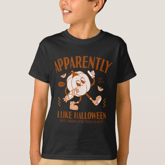 面白いカボチャ 私はどうやらハロウィンが好きらしい Tシャツ (正面)