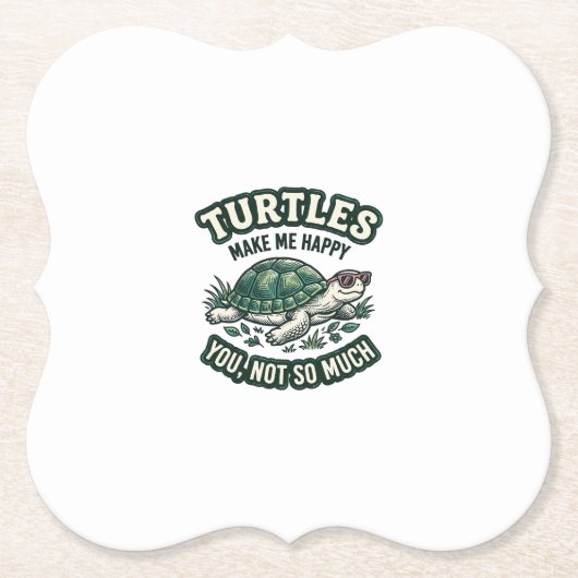 面白いカメが私を幸せにするヴィンテージ ペーパーコースター (正面)