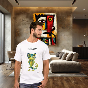 面白いカメレオンTシャツ「適応します」 Tシャツ
