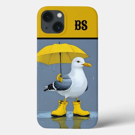 面白いカモメのレインコート – ビーチユーモア Case-Mate iPhoneケース (裏面)