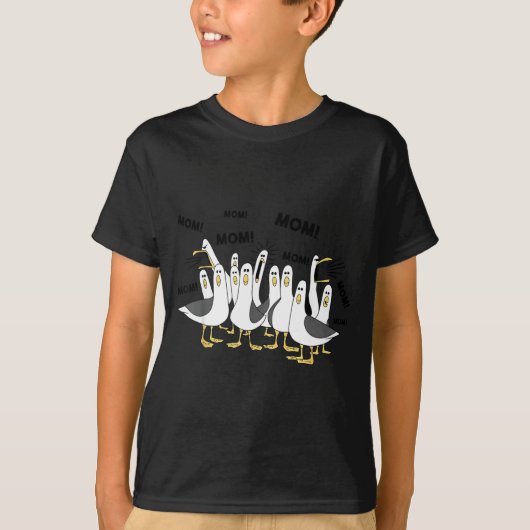 面白いカモメ ママ 海の生活 母の日 鳥 Tシャツ (正面)