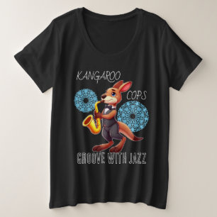 面白いカンガルー プラスサイズTシャツ