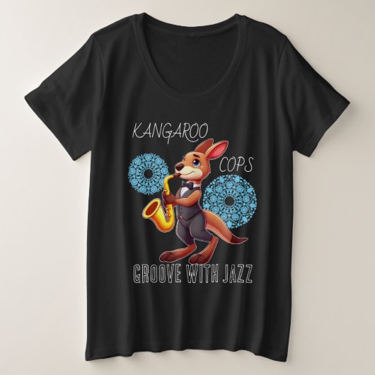 面白いカンガルー プラスサイズTシャツ (デザイン正面)