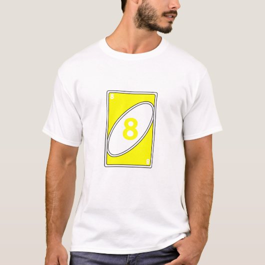 面白いカードゲームTシャツ | イエロー ナンバー8 カード Tシャツ (正面)