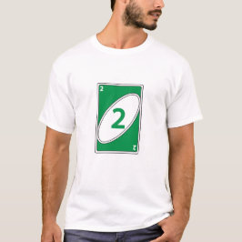 面白いカードゲームTシャツ | 緑のナンバー2カード Tシャツ