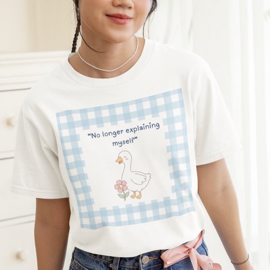 面白いガチョウのギンガム柄 セルフケアTシャツ Tシャツ