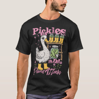 面白いガチョウのミーム ピクルス キュウリ ピクルスとパニック Tシャツ