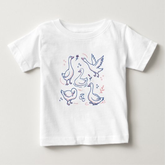 面白いガチョウの模様 ベビーTシャツ (正面)