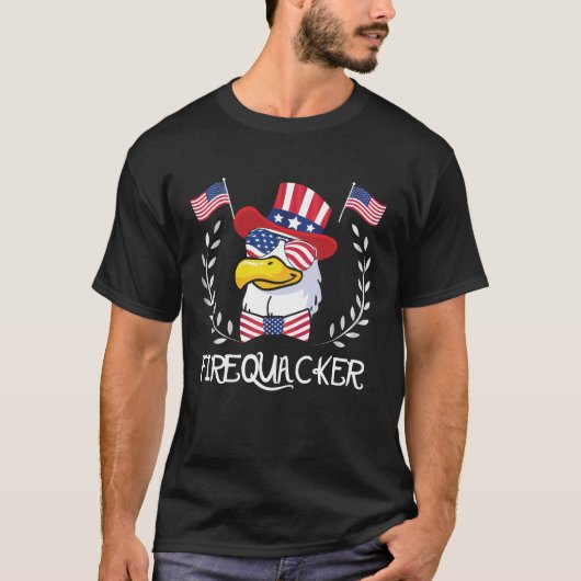 面白いガチョウの独立記念日の爆竹 4th Tシャツ (正面)