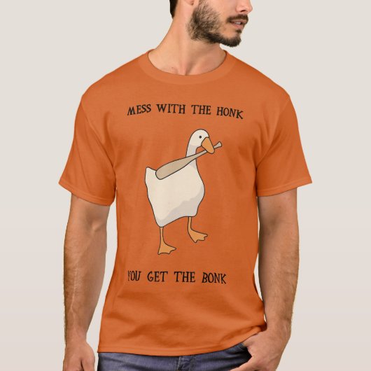面白いガチョウゲームのミーム おもしろTシャツ Tシャツ (正面)