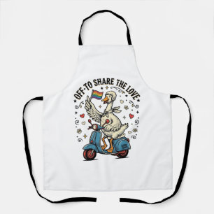 面白いガチョウスクーター愛ヴィンテージTシャツデザイン_1 エプロン