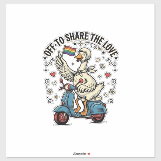 面白いガチョウスクーター愛ヴィンテージTシャツデザイン_1 シール (シート)