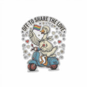 面白いガチョウスクーター愛ヴィンテージTシャツデザイン_1 シール (正面)