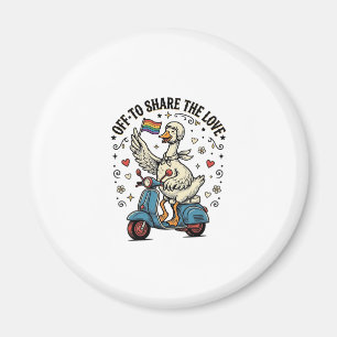 面白いガチョウスクーター愛ヴィンテージTシャツデザイン_1 マグネット