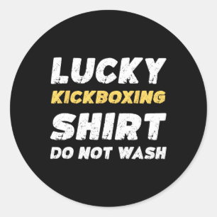 面白いキックボクシング ラッキー キックボクシング Tシャツ  洗わないで ラウンドシール