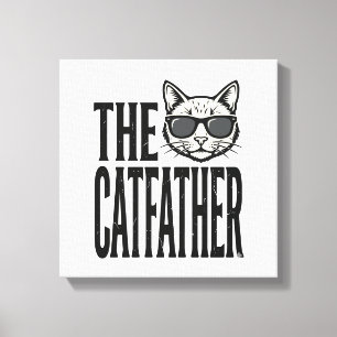 面白いキャットファーザー ビンテージ猫の名言 グラフィックTシャツ_1 キャンバスプリント