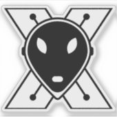 面白いキャラクターのアルファベットX シール (正面)