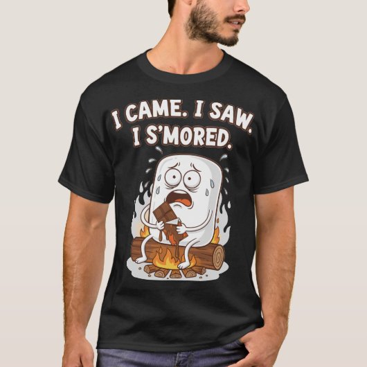 面白いキャラクターのイラスト 私は来た 見た 焼けた Tシャツ (正面)