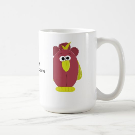面白いキャラクターのニワトリのイラスト コーヒーマグカップ (右)