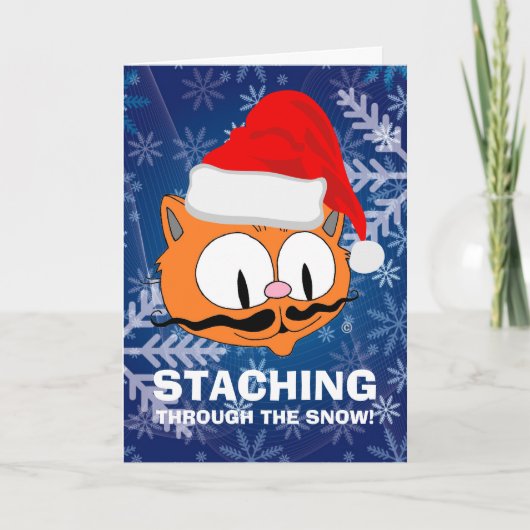 面白いキャラクターのヒゲ猫クリスマス カード (正面)